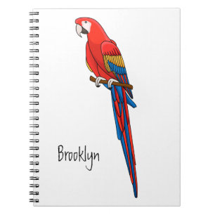 Scarlet macaw parrot cartoon illustration notizblock