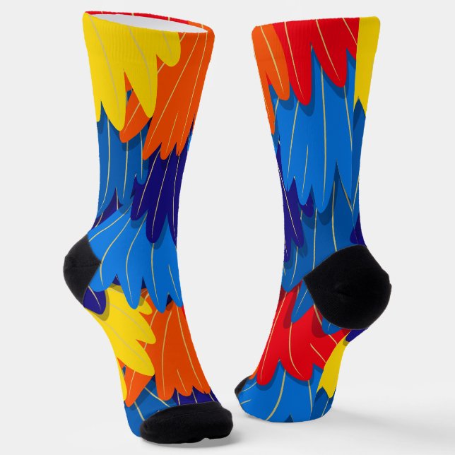 Scarlet Macaw Parrot Feathers farbenfroh Socken (Gewinkelt)