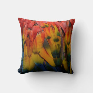 Scarlet Macaw Parrot Feathers texturiert tropisch Kissen
