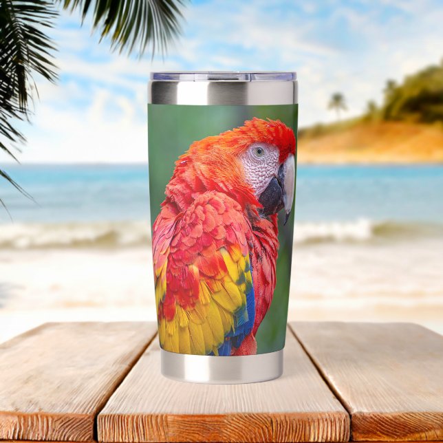 Scarlet Macaw Thermobecher (Strand (gedreht))