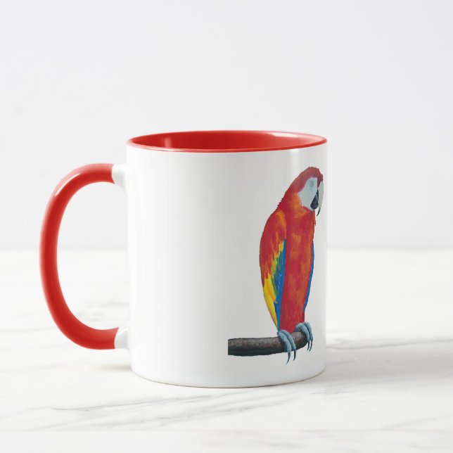 Scarlet Macaw Wildlife Red Ringer Tasse Cup (Links)