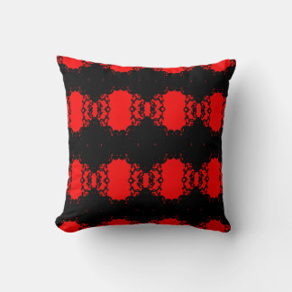 Scarlet Noir – Rot & Schwarze Ornamentale Geometri Kissen