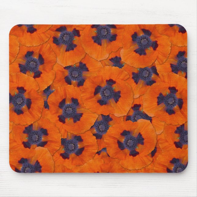 Scarlet Orange Poppy Nahtloses Muster Mousepad (Vorne)