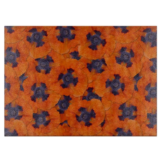 Scarlet Orange Poppy Nahtloses Muster Schneidebrett (Vorderseite)