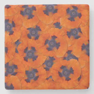 Scarlet Orange Poppy Nahtloses Muster Steinuntersetzer