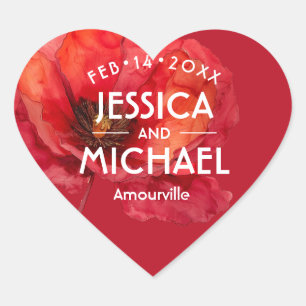 Scarlet Petal Elegante Herz-Aufkleber