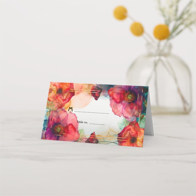 Scarlet Petal Elegante Platzkarte (Vorderseite)