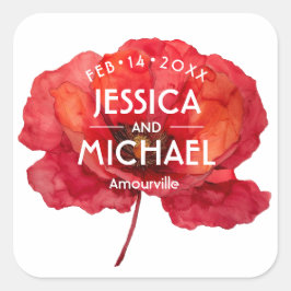 Scarlet Petal Elegante Quadratischer Aufkleber