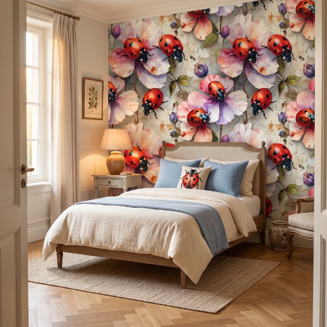Scarlet Petal Luck Ladybug Peel & Stick  Tapete (Invite beauty, joy, and a little luck into every room.)