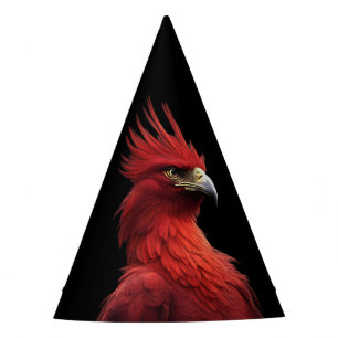 Scarlet Phoenix Sits stolz Partyhütchen
