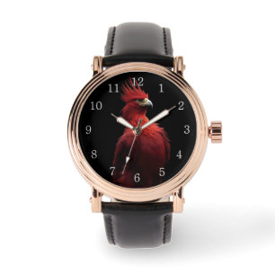 Scarlet Phoenix Sits stolz White Numbers Armbanduhr