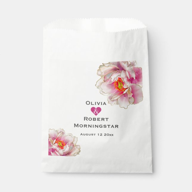 Scarlet Pink Floral Peony Geschenktütchen (Vorderseite)