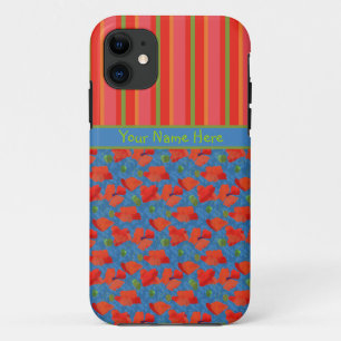 Scarlet Poppies and Stripes iPhone 5/5s Case