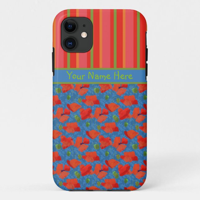 Scarlet Poppies and Stripes iPhone 5/5s Case (Rückseite)