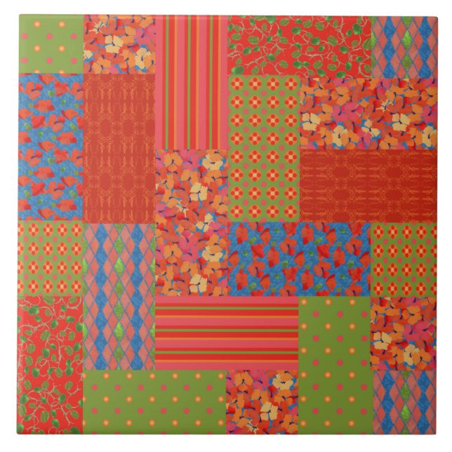 Scarlet Poppies Patterns Nostalgische Imitate Patc Fliese (Vorderseite)