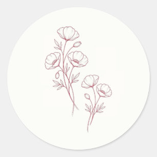 Scarlet Poppy Hochzeitsaufkleber Runder Aufkleber