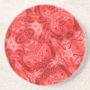 Scarlet red abstract modern art Round Coaster Getränkeuntersetzer