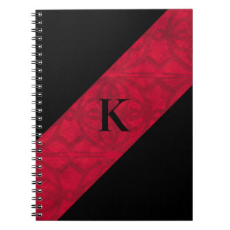 Scarlet Red Batik Black Mit Monogramm Notebook Notizblock