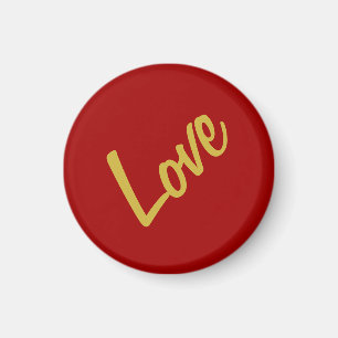 Scarlet Red Gold Colors Liebe Hochzeitkalligrafie Magnet