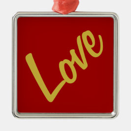 Scarlet Red Gold Colors Liebe Hochzeitkalligrafie Ornament Aus Metall