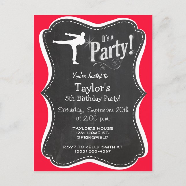 Scarlet Red Martial Arts Einladungspostkarte (Vorderseite)