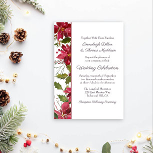 Scarlet Red Poinsettia Floral Wedding Einladung