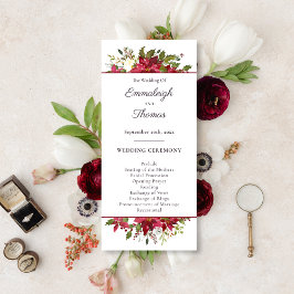 Scarlet Red Poinsettia Floral Wedding Programm