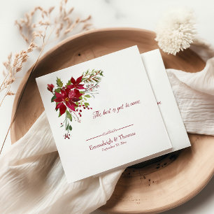 Scarlet Red Poinsettia Floral Wedding Serviette