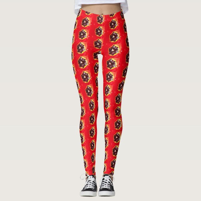 Scarlet Red Tulip Leggings (Vorderseite)