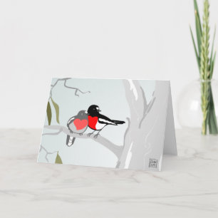 Scarlet-Rotkehlchen in der Karte Liebevalentines