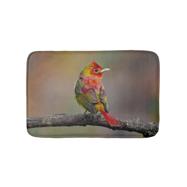 Scarlet Tanager Molting - Original Foto Badematte (Vorderseite)