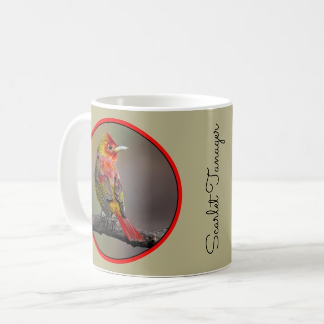 Scarlet Tanager Molting - Original Foto Kaffeetasse (Vorderseite Links)