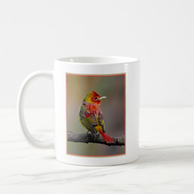 Scarlet Tanager Molting - Original Foto Kaffeetasse (Links)