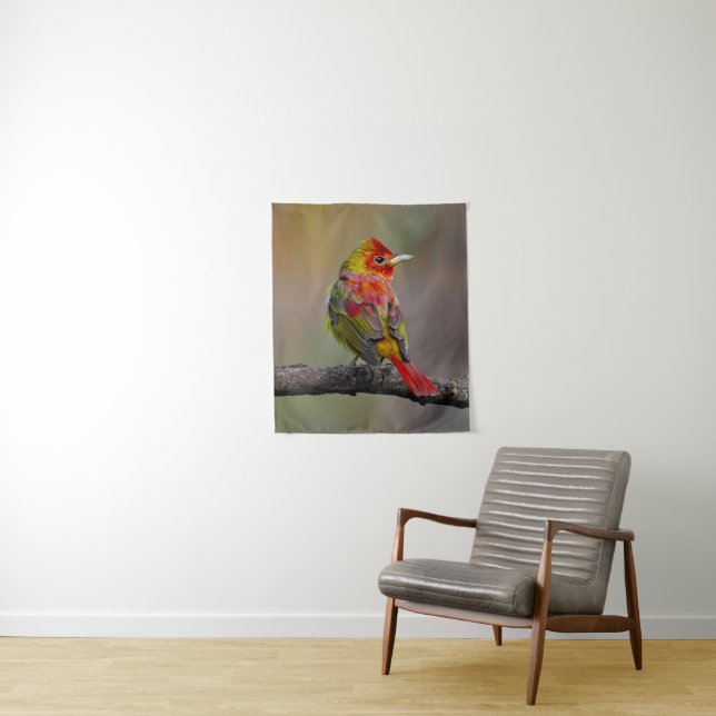 Scarlet Tanager Molting - Original Foto Wandteppich (Beispiel)