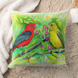 Scarlet Tanagers Bird Art Kissen