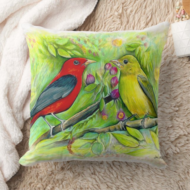 Scarlet Tanagers Bird Art Kissen (Decke)