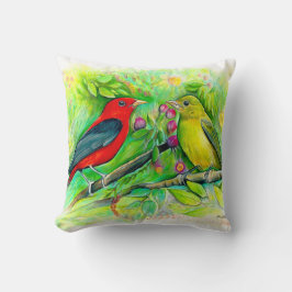 Scarlet Tanagers Bird Art Kissen