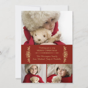 Scarlet und Gold Holiday Foto Card Feiertagskarte