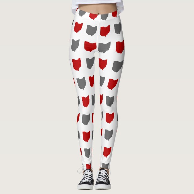 Scarlet-und Grau-Staat von Ohio-Muster Leggings (Vorderseite)