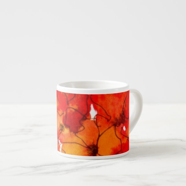 Scarlet und Orangenblumen Espresso Tasse (Vorderseite Rechts)