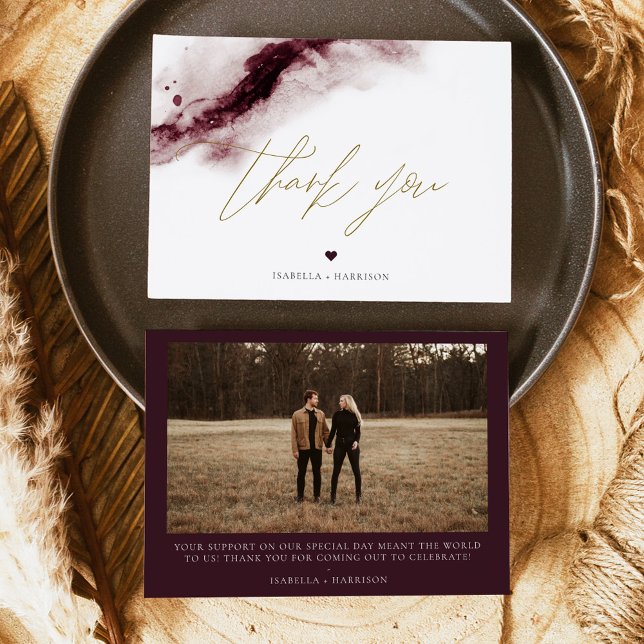 SCARLETT Boho Burgundy Watercolor Dankeschön Karte (Von Creator hochgeladen)