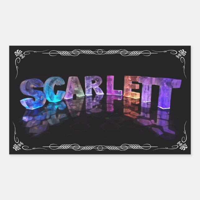 Scarlett - das NamensScarlett in 3D beleuchtet Rechteckiger Aufkleber (Vorderseite)