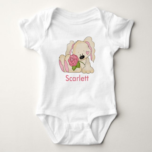 Scarletts personalisiertes Häschen Baby Strampler (Vorderseite)