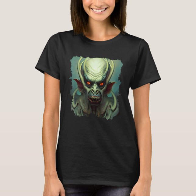 Scary Aquatic Horror Demon Nightmare Unique Digita T-Shirt (Vorderseite)