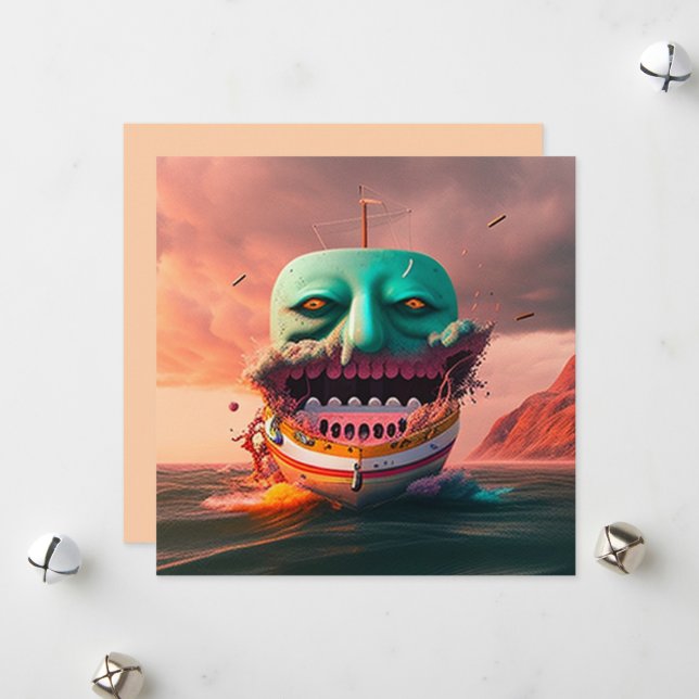 Scary Boat Feiertagskarte (Vorderseite/Rückseite Beispiel)