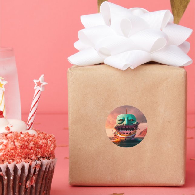 Scary boat runder aufkleber (Party)