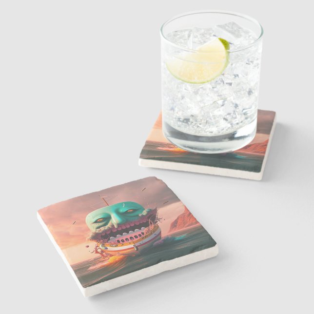 Scary boat steinuntersetzer (Seitenansicht)