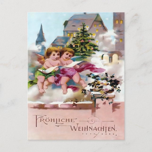 Scary Christmas Devil & Naughty List Warning Postkarte (Vorderseite)