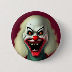 scary clown horror portrait ugly monster Halloween Button