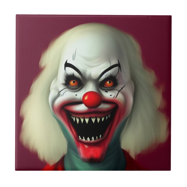 scary clown horror portrait ugly monster Halloween Fliese (Vorderseite)